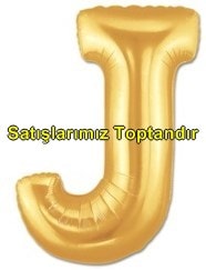 J harfi Sarı Altın Gold folyo harf balon 40 inch 100 cm