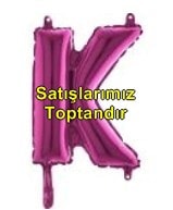 K harfi Fuşya Ruby folyo balon süper kalite 14 inc 38 cm