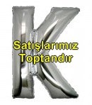 K harfi gümüş gri folyo harf balon 40 inch 100 cm
