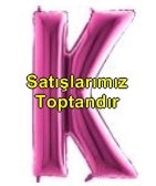 K harfi Pembe Fuşya folyo harf balon 40 inch 100 cm
