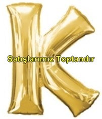 K harfi Sarı Altın Gold folyo harf balon 40 inch 100 cm