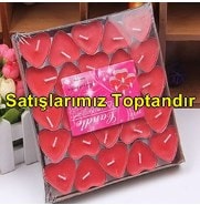 Kalp kırmızı tealight mum 50 adet