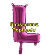 L harfi Fuşya Ruby folyo balon süper kalite 14 inc 38 cm