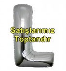 L harfi gümüş gri folyo harf balon 40 inch 100 cm