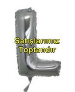 L harfi Gümüş Gri folyo balon süper kalite 14 inc 38 cm