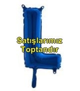 L harfi Mavi Folyo balon süper kalite 14 inc 38 cm