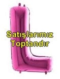 L harfi Pembe Fuşya folyo harf balon 40 inch 100 cm