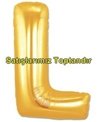 L harfi Sarı Altın Gold folyo harf balon 40 inch 100 cm