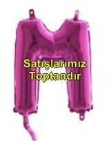 M harfi Fuşya Ruby folyo balon süper kalite 14 inc 38 cm