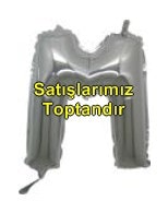 M harfi Gümüş Gri folyo balon süper kalite 14 inc 38 cm