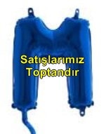M harfi Mavi Folyo balon süper kalite 14 inc 38 cm