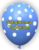 Mavi zemine beyaz Puantiyeli baskl 12 inc balon