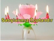 Müzikli volkanlı çiçek şeklinde açılan pasta mumu