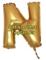 N harfi altın gold folyo balon süper kalite 14 inc 38 cm