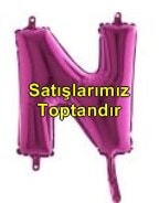 N harfi Fuşya Ruby folyo balon süper kalite 14 inc 38 cm