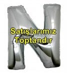 N harfi gümüş gri folyo harf balon 40 inch 100 cm