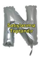 N harfi Gümüş Gri folyo balon süper kalite 14 inc 38 cm