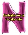 N harfi Pembe Fuşya folyo harf balon 40 inch 100 cm