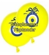 Nazar boncuğu sarı balon 12 inc balon