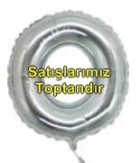 O harfi Gümüş Gri folyo balon süper kalite 14 inc 38 cm