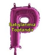 P harfi Fuşya Ruby folyo balon süper kalite 14 inc 38 cm