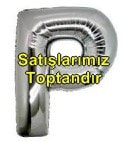 P harfi gümüş gri folyo harf balon 40 inch 100 cm