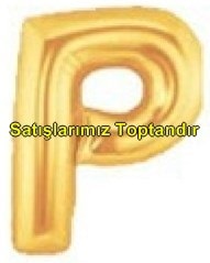 P harfi Sarı Altın Gold folyo harf balon 40 inch 100 cm