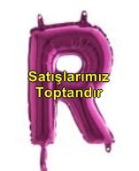 R harfi Fuşya Ruby folyo balon süper kalite 14 inc 38 cm
