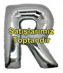 R harfi gümüş gri folyo harf balon 40 inch 100 cm