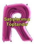 R harfi Pembe Fuşya folyo harf balon 40 inch 100 cm