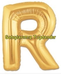 R harfi Sarı Altın Gold folyo harf balon 40 inch 100 cm
