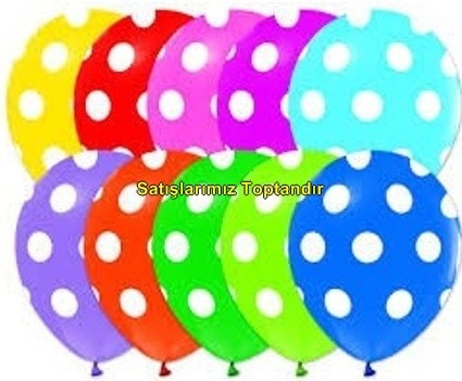 10 adet Karışık Balonlar beyaz Puantiyeli baskılı 12 inc balon