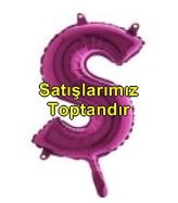 S harfi Fuşya Ruby folyo balon süper kalite 14 inc 38 cm