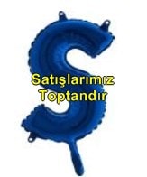 S harfi Mavi Folyo balon süper kalite 14 inc 38 cm