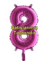 Sekiz rakam Numara Fuşya ruby folyo İthal kaliteli 14 inc 38 cm folyo balon
