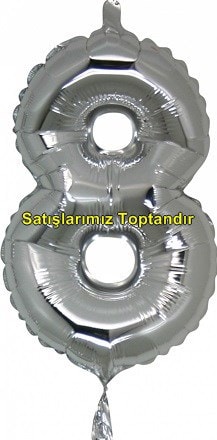 Sekiz rakam Numara gri gm folyo thal kaliteli 14 inc 38 cm folyo balon