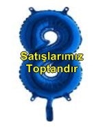 Sekiz rakam Numara Mavi folyo Balon İthal kaliteli 14 inc 38 cm folyo balon