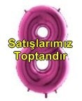 Sekiz Rakam Pembe Fuşya folyo rakam balon 40 inch 100 cm