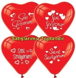 Seni seviyorum yazl kalp lateks krmz balon