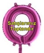 Sıfır rakam Numara Fuşya ruby folyo İthal kaliteli 14 inc 38 cm folyo balon