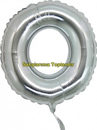 Sıfır rakam Numara gri gümüş folyo İthal kaliteli 14 inc 38 cm folyo balon