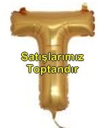 T harfi altın gold folyo balon süper kalite 14 inc 38 cm