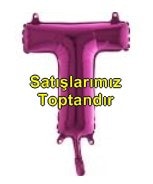 T harfi Fuşya Ruby folyo balon süper kalite 14 inc 38 cm