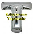 T harfi gümüş gri folyo harf balon 40 inch 100 cm