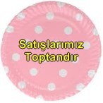 Puantiyeli pembe tabak parti malzemesi 8 adet