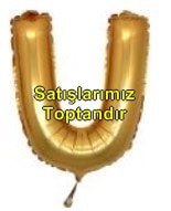 U harfi altın gold folyo balon süper kalite 14 inc 38 cm