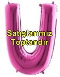 U harfi Pembe Fuşya folyo harf balon 40 inch 100 cm