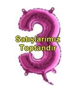 Üç rakam Numara Fuşya ruby folyo İthal kaliteli 14 inc 38 cm folyo balon