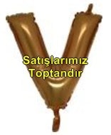 V harfi altın gold folyo balon süper kalite 14 inc 38 cm