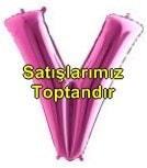V harfi Pembe Fuşya folyo harf balon 40 inch 100 cm
